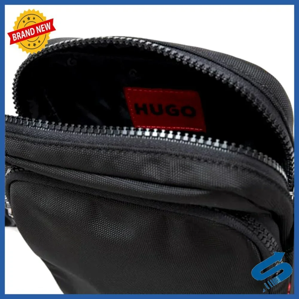 Small Black Crossbody Bag with Front Pocket, Adjustable Strap, Zipper Closure